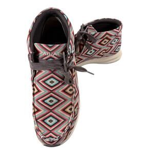 Ariat Spitfire Slipon Lace Up Boots Womens Southwestern Aztec Design Size 10B.